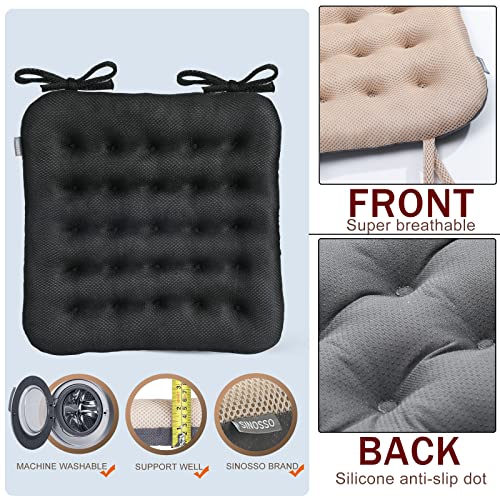 Sinosso Excellent Support Effect Office Chair Cushion 1 Pack, Luxury Air Mesh Breathable Non-Slip Desk Computer Seat Cushion, Kitchen Dining Room Square Chair Pad (1 Count, Black) #TOP3