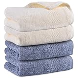 Pretty See Juego de Toallas de Mano 4 Piezas | 100% Algodón Toallas rapido Beige y Gris Toallas de Ducha