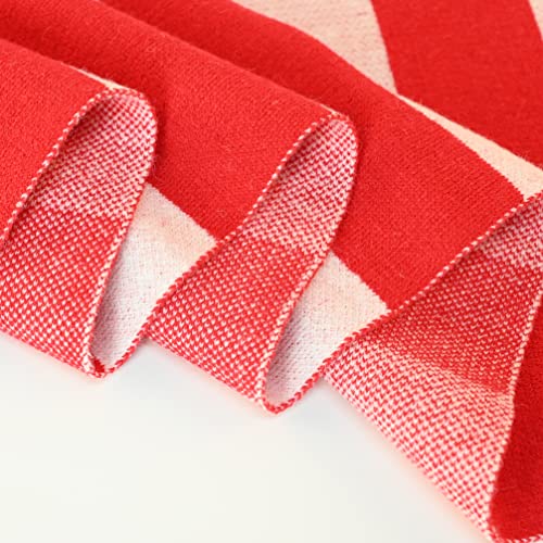Jifoocol Christmas Red Scarf For Women Men, Winter Cashmere Feel Knit Scarf Classic Red White Striped Scarves Warm Fall Lightweight Long Scarf Soft Shawl For Birthday Christmas Gifts (Red & White) #TOP5