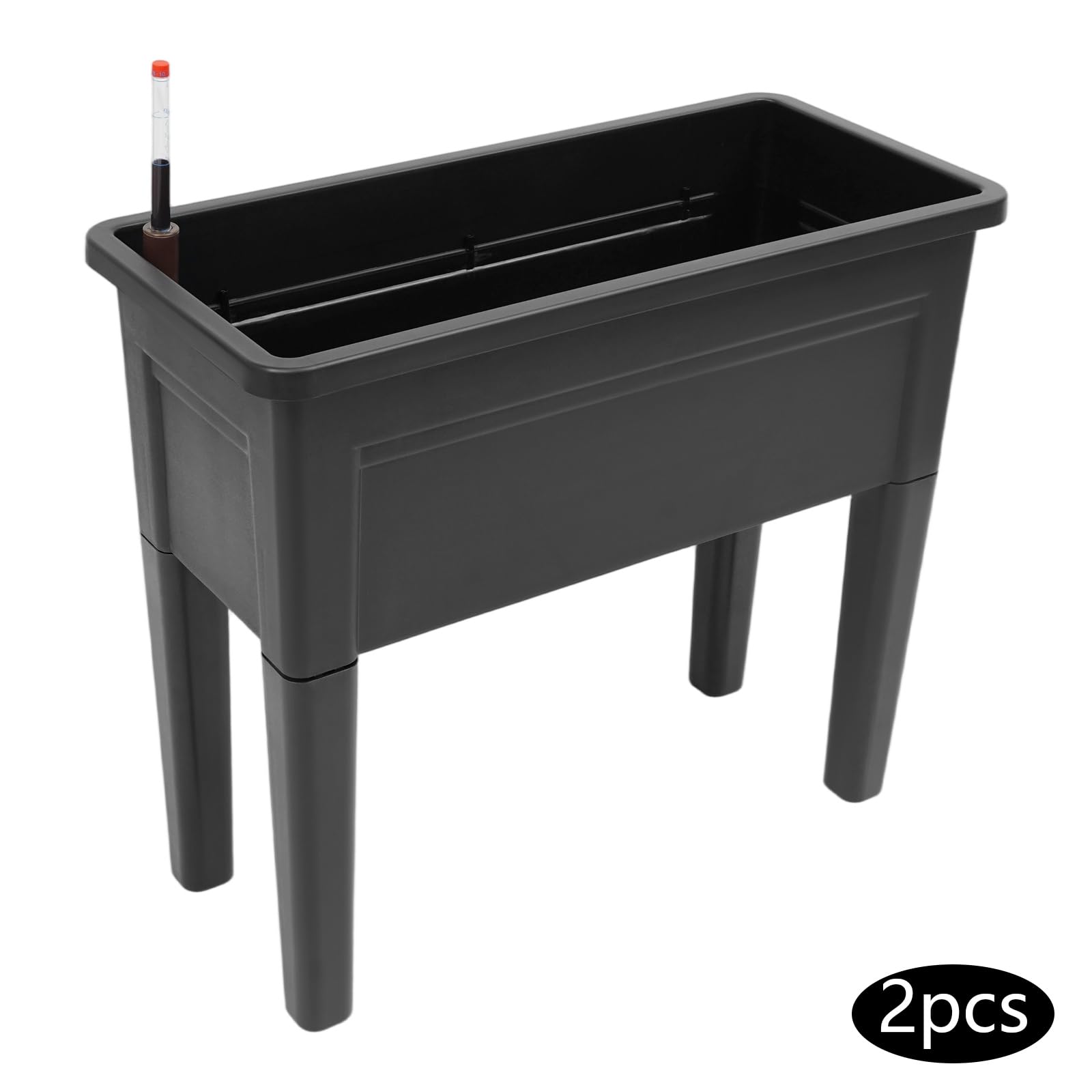 Jardinière surélevée pour l'extérieur, 2 lits de jardin surélevés, jardinières rectangulaires, pieds amovibles, idéal pour la culture de légumes, fruits, herbes aromatiques, 75 x 34,5 x 65,5 cm (noir)