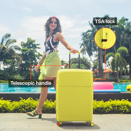 Image of Nasher Miles Krabi Expander Hard-Sided Polypropylene Luggage Set of 2 | 65cm & 75cm | 8 Wheels Medium & Large Trolley Bag for Travel | Suitcase (Yellow)