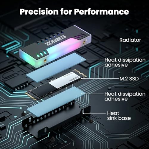 Image of ZORBES M.2 2280 NVMe SSD ARGB Heatsink, 5V 3-Pin Addressable RGB Aluminum Cooling Radiator for M.2 2280 SSD, High-Performance Thermal Cooler for Gaming PC & Desktop