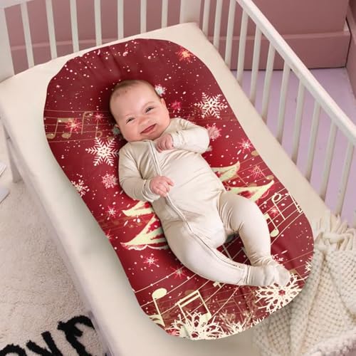 Image of ZOUTAIRONG Musical Christmas Tree Bassinet Sheet Set Snug Fitted Cradle Fitted Sheets Stretchy Ultra Soft for Oval Rectangle Hourglass Bassinet Mattress