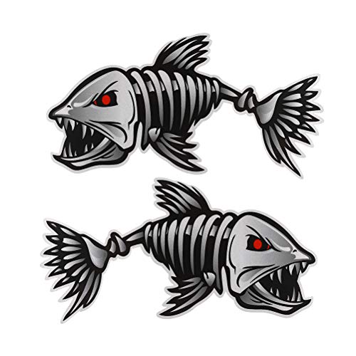 VORCOOL Packung mit 2 Skeleton Fischknochen Vinyl Aufkleber Sticker Kayak Fischerboot Car Graphics