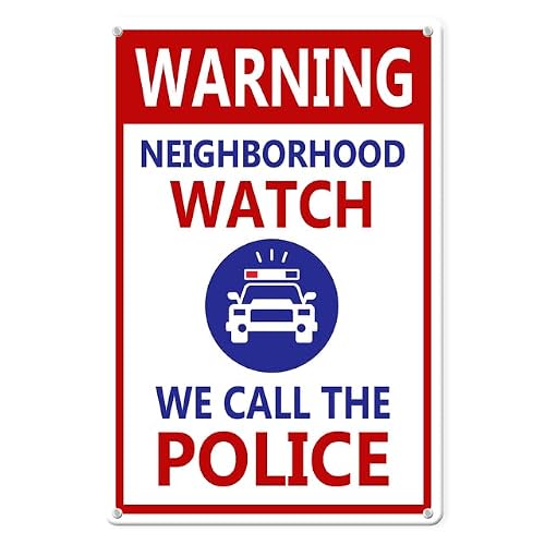 Image of Horienteeon Warning Neighborhood Watch We Call The Police Sign 20×30cm, Sturdy Aluminum Sign Metal Sign Rust Free, Weatherproof Outdoor Signs for Yard Garden Wall Street