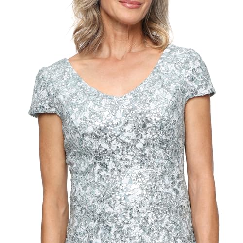 Image of Alex Evenings Women's Knee Length V Neck Cocktail, Mother of the Bride Dress