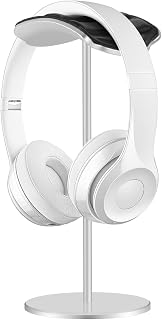 SHUOSUO Headphone Stand Aluminium, Headset Holder with Soft Leather Tray & Solid Base for Desk, Compatible with AirPods Max, Beats, Bose, B&O, Sony, Sennheiser, etc (Silver)