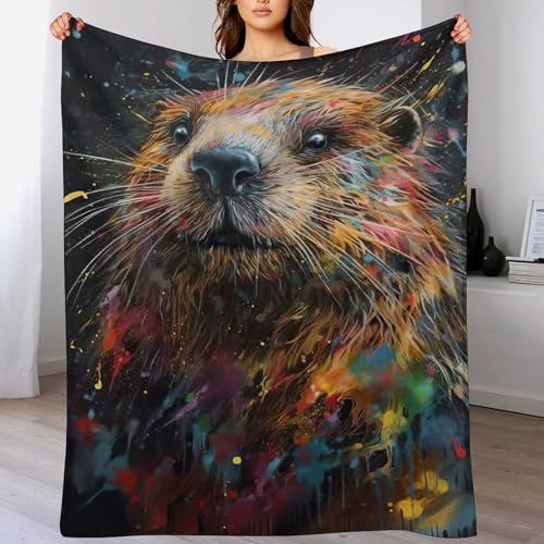 Manta de nutria manta de sofá de franela manta de forro polar suave para cama de 130 x 150 cm 2