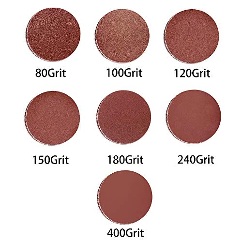 Saipor 70Stück 127mm PSA Selbstklebende Rückseite Schleifscheiben Aluminiumoxid Kein Loch Schleifscheibe Schleifkissen 80/100/120/150/180/240/400 Schleifpapier