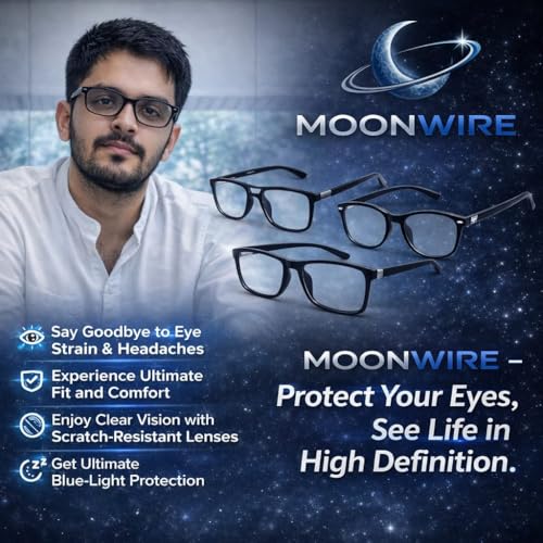Image of Computer Glasses for Eye Protection | Reading Glasses for Men | Blue Light Blocking Glasses Spectacles | Blue Cut Glasses | UV Protection Glasses | For Men & Women | Zero Power | Medium