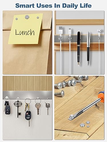 SMARTAKE 50 Pcs Rare Earth Magnets, 5-Size Small Round Fridge Magnets, Multi-Use Premium Office Magnet for Fridge, Office, Whiteboard, Crafts, DIY Hobbies, Kitchen, Science(Silver)