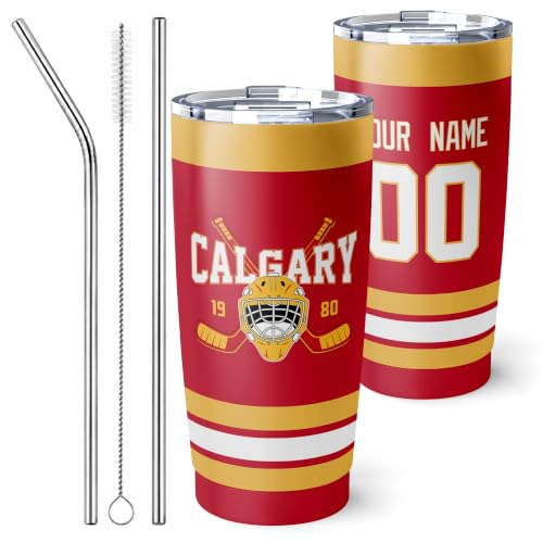 Image of ANTKING Calgary Tumbler 20oz Custom Name Number Travel Mug Gifts | Stainless Steel Insulated Coffee Cup for Men Women