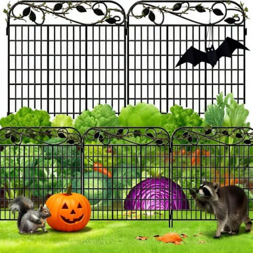 Amagabeli Garden Home 1.12M X 0.9M Vallas Decorativas para Jardín de Hierro Set de 2 Valla Metalica Rigida Hierro para Perros Jardín Metalicas Negro Barrera de Animales DA1162