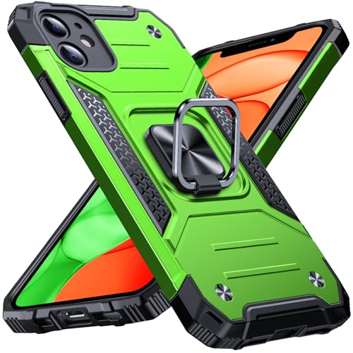 Image of Anqrp Heavy Duty Case for iPhone 11 Case with Enhanced Ring Holder Grip Stand, Military Grade Shockproof Rugged Drop Protective Silicone Hard Slim iPhone 11 Phone Case Cover,Spring Grass