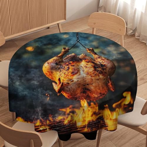 Mantel Redondo Moderno para Barbacoa Salvaje, Lavable, Ideal para cocinar, Comer al Aire Libre o como decoración navideña. Medidas: 91 cm (36 Pulgadas).