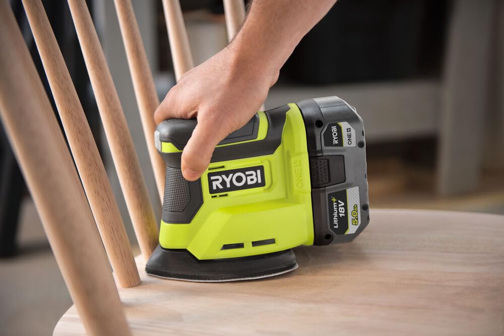RYOBI - Ponceuse Triangulaire Sans Fil 18V ONE+ RPS18-0 – Semelle Détail, Collecteur Poussière, Compacte et Maniable – Idéale Finitions, Angles – Batterie Non Incluse