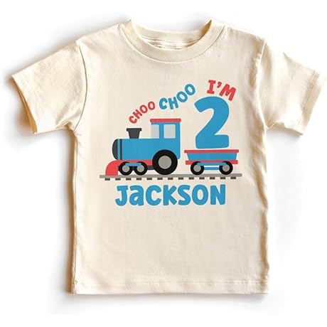 Personalized Name 2nd Birthday Toddler Shirt - Custom Kids Name Choo Choo I'm Two Train