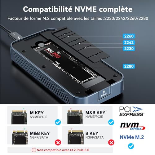 ACASIS 80Gbps M.2 NVMe SSD-Gehäuse, Thunderbolt 5/4 & USB4, mit Lüfter – vue 5