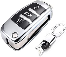 TurningMax Keyless Entry Remote Cases Key Fob Cover with Keychain Full Protection Soft TPU Holder Shell for 3 Button Lip Key for Audi A3 A4 A6 A6L A8 TT Q7 S6, etc - Silver - coolthings.us