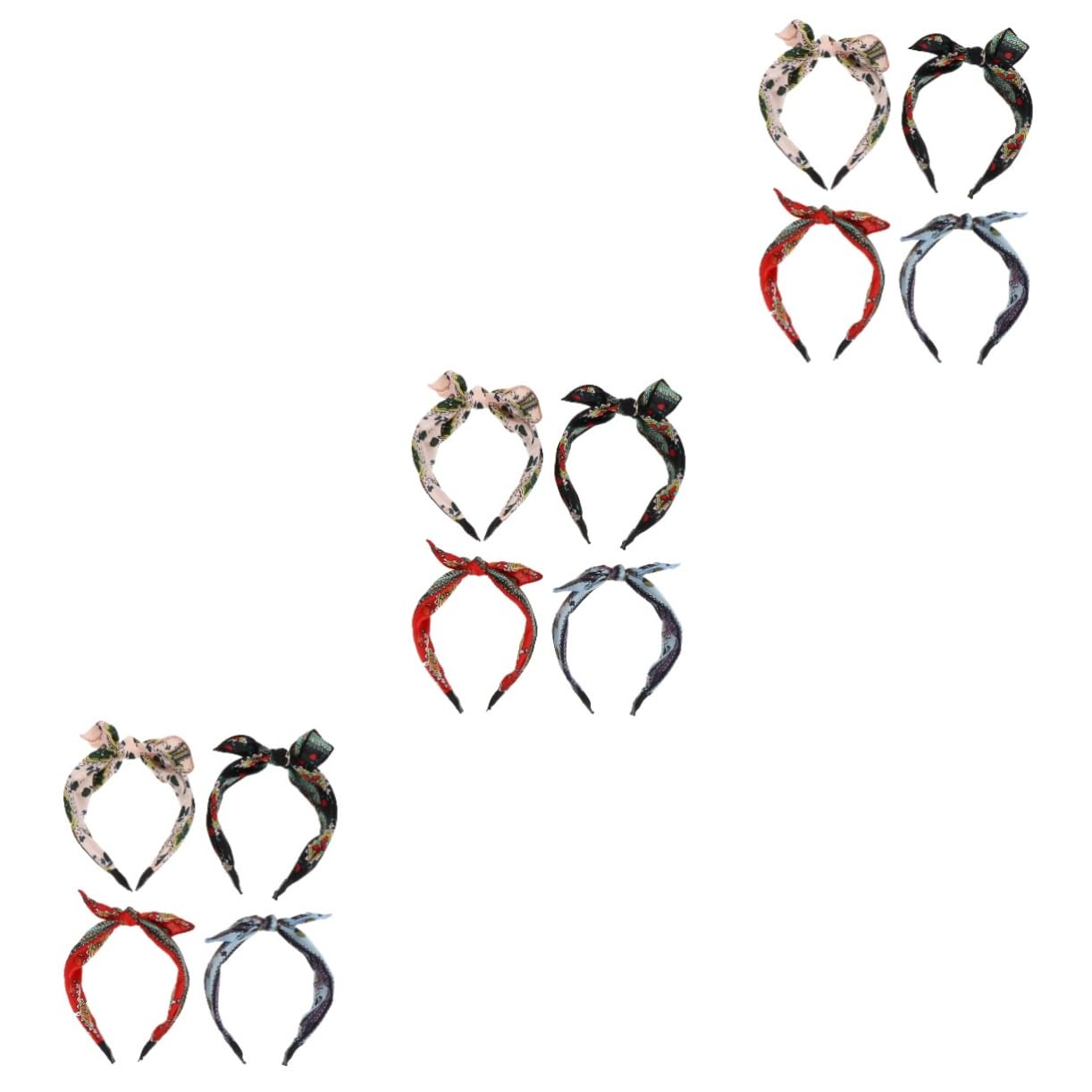 Healeved 12piezas Diademas Anchas Para Mujer Diseño De Contraste y Lazo Paquete De Accesorios De Moda Para Ocasiones Para Fiesta Escuela y Viajes