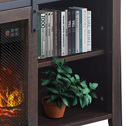 ENSTVER Fireplace TV Stand up to 65\",Media Storage Electric Fireplace tv Stands for Living Room(Espresso)