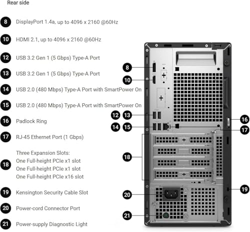 Image of Dell Desktop Tower, Intel Core i7-12700K(12 Cores, 20 Threads) Processor, 16GB DDR5 RAM, 1TB PCIe SSD, Dual 4K Monitor Support (HDMI & DP), Wi-Fi, Bluetooth, USB-C, Windows 11 Pro, Wired KB & Mouse