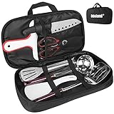 Odoland 8 Pcs Camping Cookware Utensils Travel Set, Camp Kitchen Utensil Organizer with Tongs,...