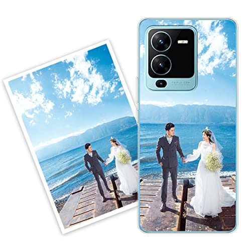 Sunrive Funda Personalizada Compatible con Vivo V25 Pro 5G, Silicona Flexible Transparente Carcasa Personalizable para tu móvil con Foto Imagen Frase o Texto