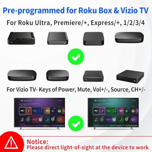 Programmed Remote for Roku Remote Replacement with Volume Key - All in One Remote Control for Roku Express, Premiere, Ultra,1 2 3 4, and Vizio TV with Extra 9 Learning Keys(Not for Roku Stick), 2 Pack