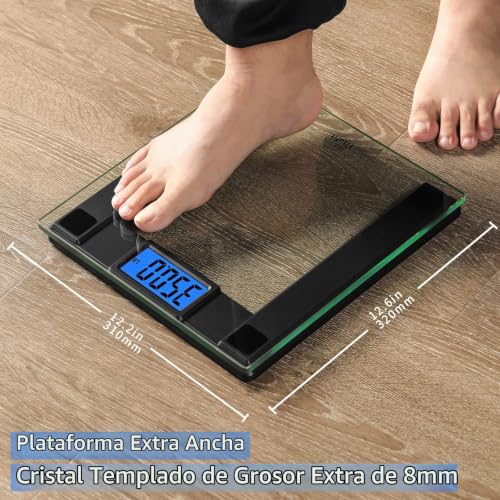 Miniatura 5 de Vitafit 250kg Bascula De Baño Digital, Balanza Bluetooth Inteligente Con App, Bascula Electrónica Monitores Con De Peso Y Imc, Vidrio Templado De 8 Mm Con Plataforma Extra Ancha, Negro