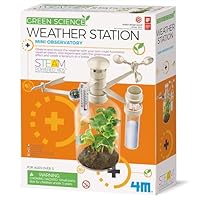 4M Green Science Weather Station, Mini Observatory, 6 Experiments, Includes Anemometer, Thermometer, Range-Guage, Multi-Functional, Track Weather Changes, Inspire Green Creativity