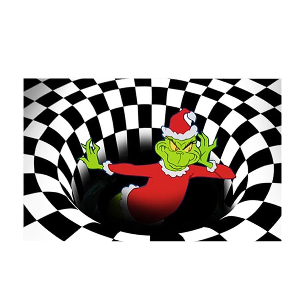 APPCRFM Felpudo de Navidad, Felpudo Entrada Casa, Alfombras Monstruo Verde de Navidad Lavables Alfombras Navideñas Dormitorio, Alfombras De Cocina Y Baño Alfombras de Navidad 40CmX60Cm