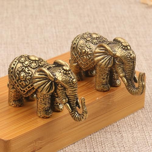 Estatua miniatura de elefante en latón sólido, 2 piezas miniatura 1