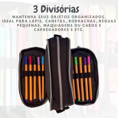 S´TYD Shop ´Till You Drop Estojo Escolar Box, Grande, com 3 Compartimentos e 14 Elásticos, Feminino,