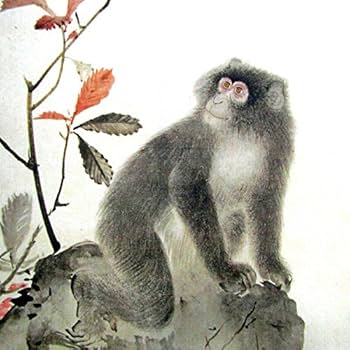 Amazon.co.jp: 円山応挙『岩上の猿』コロタイプ ・掛け軸・動物画