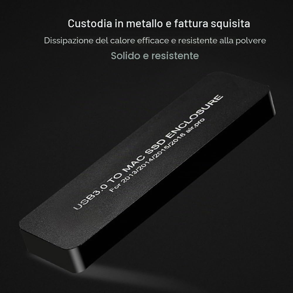 CY Adattatore 20Gbps USB3.2 Tipo-C USB-C a 16+12 Pin Mobile Box HDD Enclosure per MAC Air Pro 2013 2014 2015 2016 2017 SSD Custodia portatile