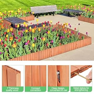 Yaheetech Wood Garden Fence,6pcs Outdoor Wooden Landscape Edging Flexible No Dig Decorative Border for Spring Yard Patio Pathway Courtyard Maintenance,Brown-178in Yaheetech Wood Garden Fence6pcs Outdoor Wooden Landscape Edging Flexible No Dig Decorative Border for Spring Yard Patio Pathway Courtyard MaintenanceBrown 178in