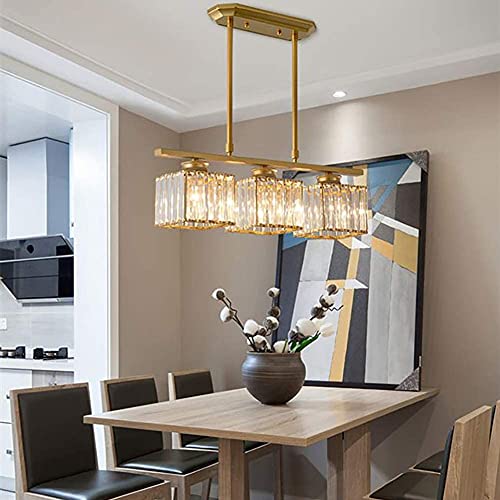 Lámpara de techo colgante sobre mesa de comedor moderna lujosa rectangular 2