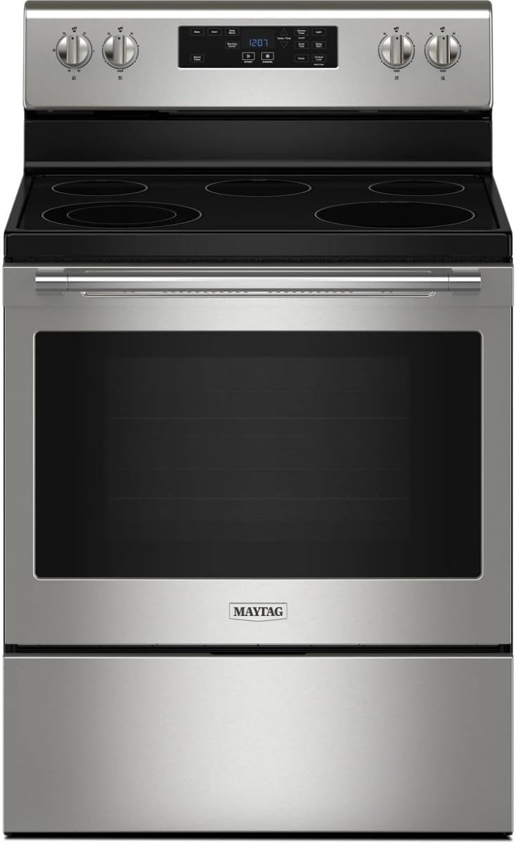 Maytag 30 in. 5 Burner Element Freestanding Electric Range in Fingerprint Resistant Stainless Steel with Steam Clean