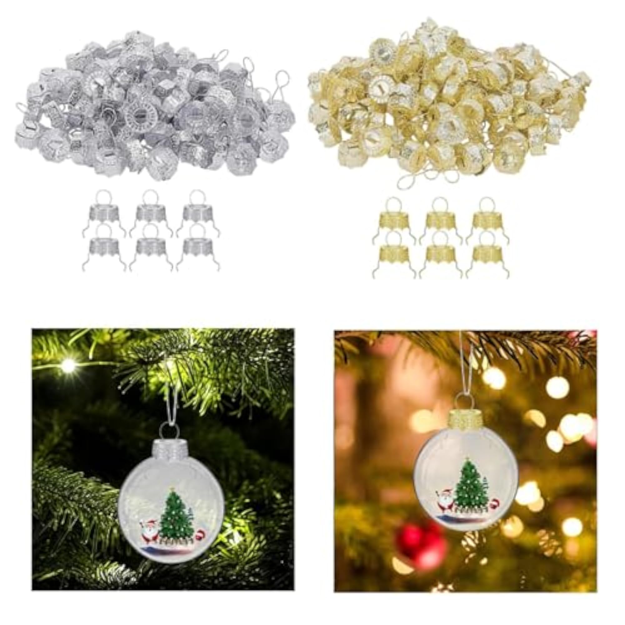 50x Ornament Tops Caps Replacement Hangers Silver