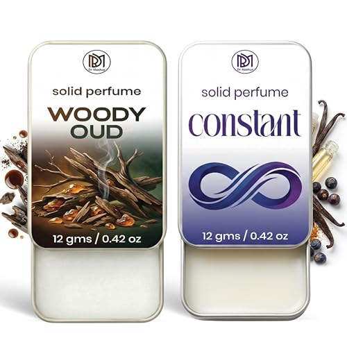 Image of Dr.Mashur Solid Perfume |Woody oud&Constant Alcohol Free Wax Perfume Balm, Long Lasting | Pocket Tin 12g, Pack Of 2| Non Greasy Smooth Glide, Travel Friendly Men And Women