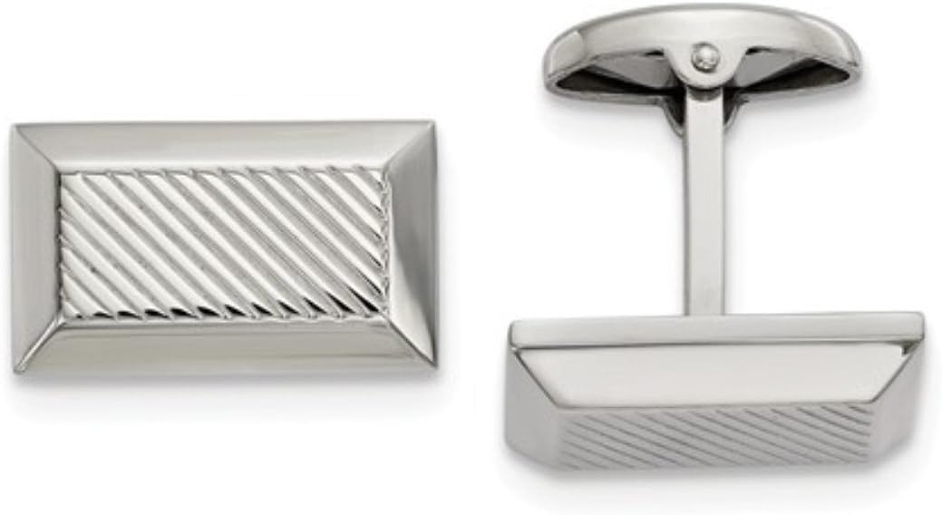Stainless Steel Textured Rectangle Cuff Links, 22.98MMX15.9MM