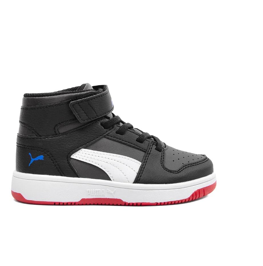 Basket PUMA Rebound Layup SL V pour enfant en gris charbon et noir taille 24
