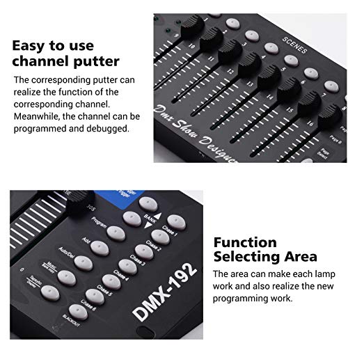 DMX512 Light Controller Console Painel 192CH Programação Função Som Ativado com Tela LED Antena para