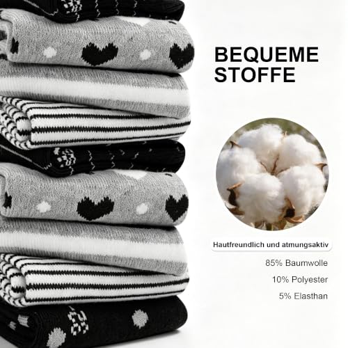 Lakpoau 10 Paires Chaussettes Femme 39-42 Coton Colorées,Mi-Hautes A – vue 5