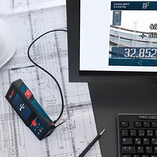 Foto von Bosch Professional Laser Entfernungsmesser GLM 120 C (Kamera, Bluetooth-Datentransfer, max. Messbereich: 120 m, Micro-USB-Kabel & Ladegerät, Trageschlaufe, Schutztasche)
