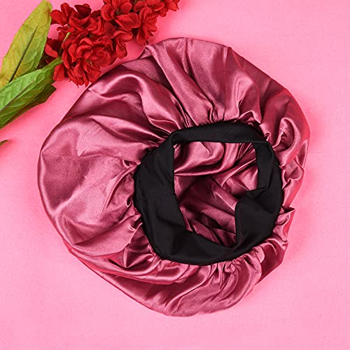 Image of Satin Silk Premium Sleeping Caps for Women, Comfortable & Soft Double Layered Stretchable Hair Bonnets, All Head Sizes & Hair Type, Night Care Routine, Onion Pink, Pack of 1