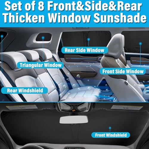 Image of KMF 8pcs Full Window Sun Shades Custom Fit for Honda CR-V 2012-2016, CRV Sun Protecting Privacy Car Window Covers Sunshade for Windshield Side Rear, UV Block and Blackout for Camping Accessories
