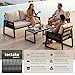 tectake® Rope Design Lounge Möbel Set für Garten oder Balkon, Aluminium Outdoor Sitzgruppe Terrassenmöbel mit 2 Sesseln, Sofa + Tisch in Holz Optik, inkl. Gartenmöbel-Kissen, wetterfest