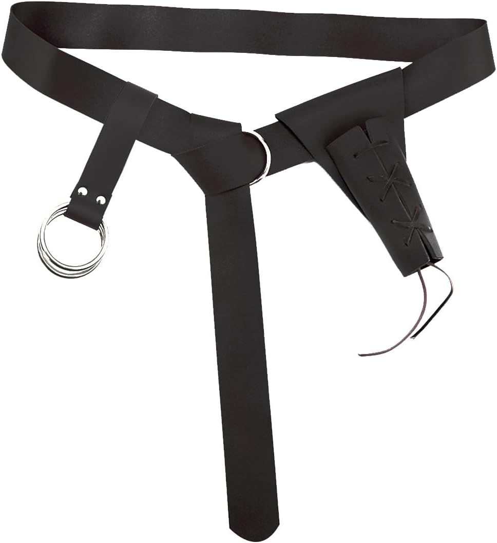 3 Packs Medieval Leather Belt Sword Dagger Frog Renaissance Belt Sword Holster for Halloween Knight Pirate Costume